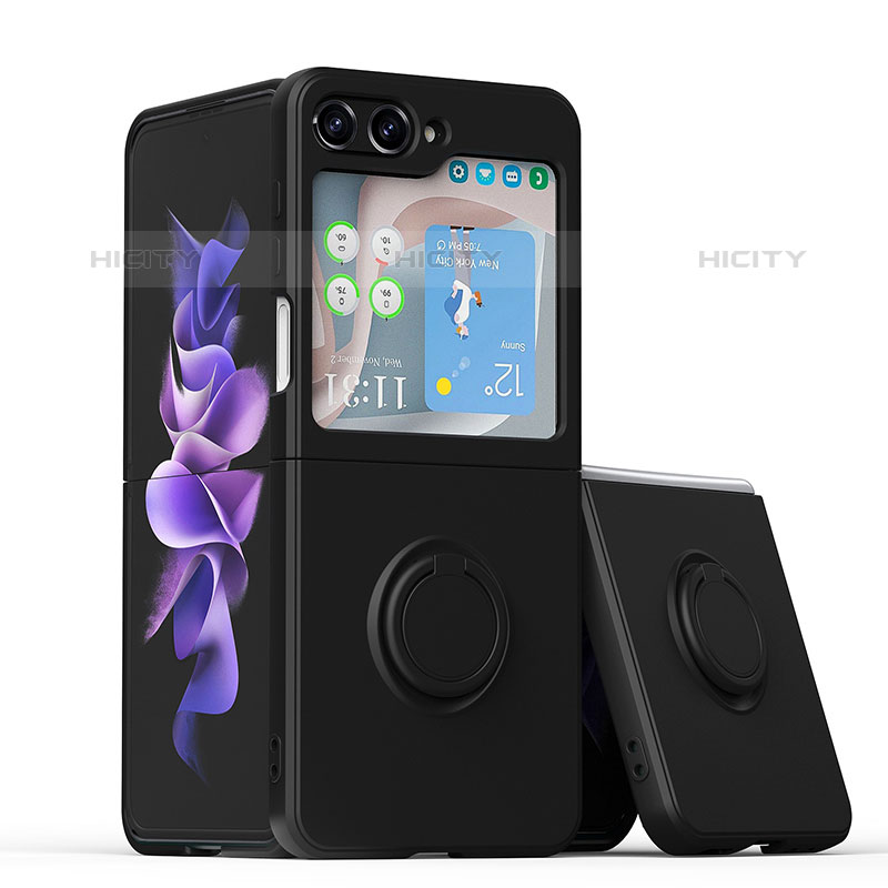 Custodia Silicone Ultra Sottile Morbida Cover con Magnetico Anello Supporto QW1 per Samsung Galaxy Z Flip5 5G