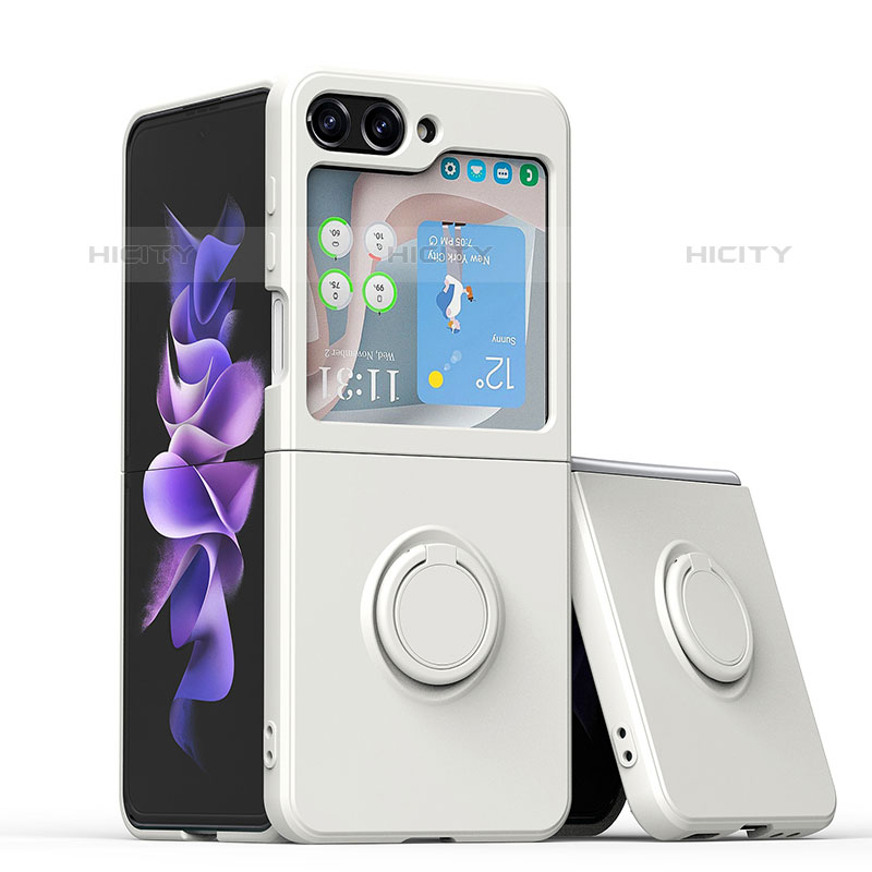 Custodia Silicone Ultra Sottile Morbida Cover con Magnetico Anello Supporto QW1 per Samsung Galaxy Z Flip5 5G