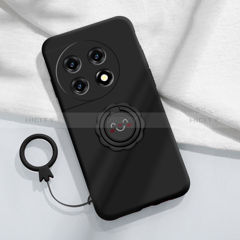 Custodia Silicone Ultra Sottile Morbida Cover con Magnetico Anello Supporto S01 per OnePlus 11R 5G