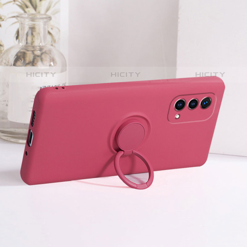 Custodia Silicone Ultra Sottile Morbida Cover con Magnetico Anello Supporto S01 per OnePlus Nord N200 5G