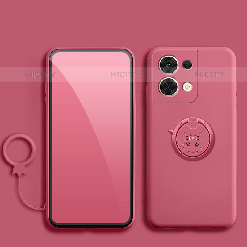 Custodia Silicone Ultra Sottile Morbida Cover con Magnetico Anello Supporto S01 per Oppo Reno8 Pro+ Plus 5G