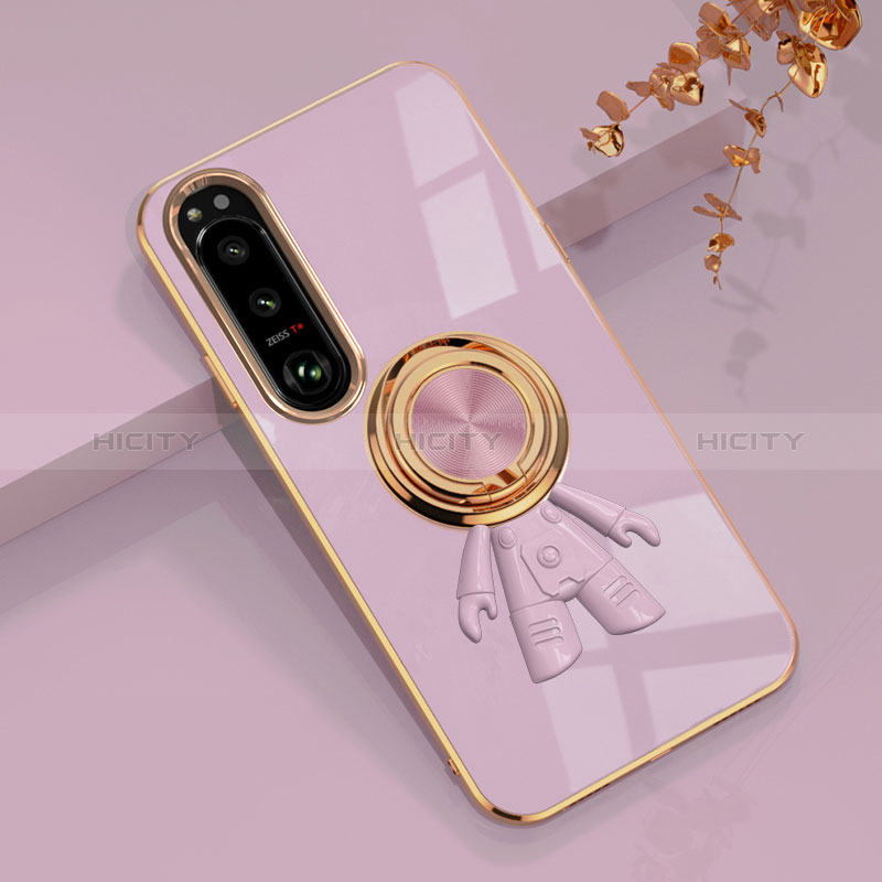 Custodia Silicone Ultra Sottile Morbida Cover con Magnetico Anello Supporto S01 per Sony Xperia 10 IV