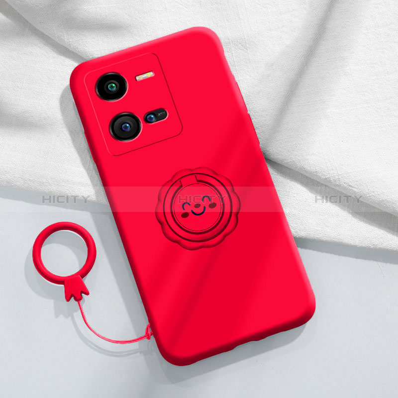 Custodia Silicone Ultra Sottile Morbida Cover con Magnetico Anello Supporto S01 per Vivo iQOO 10 Pro 5G