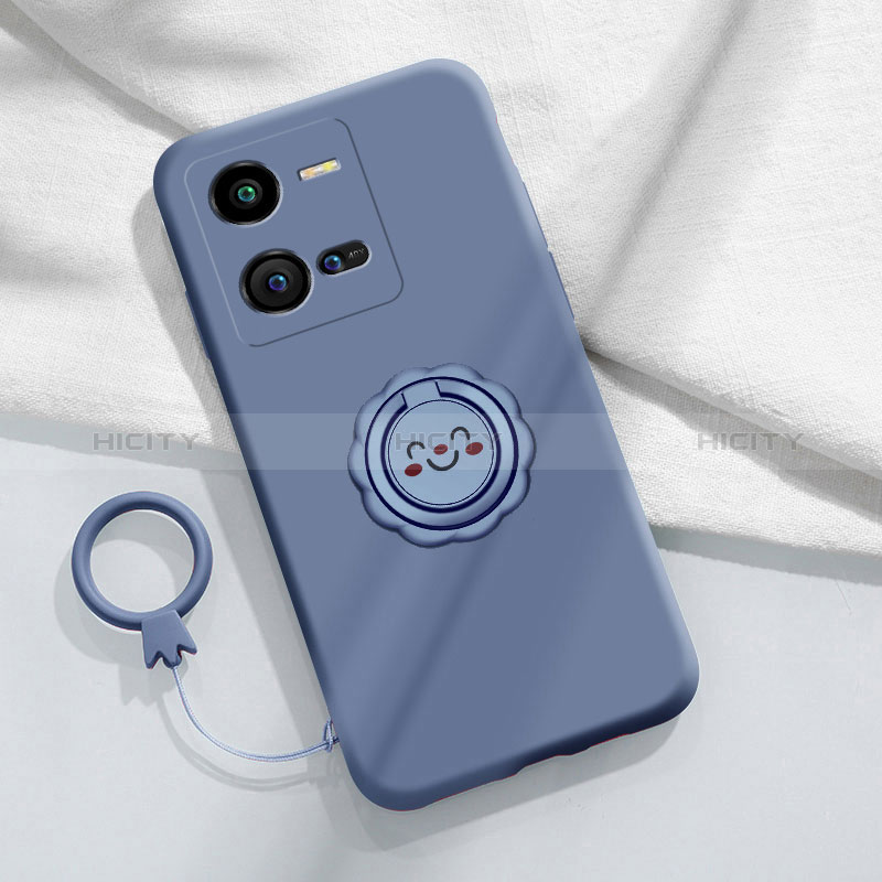 Custodia Silicone Ultra Sottile Morbida Cover con Magnetico Anello Supporto S01 per Vivo iQOO 10 Pro 5G Grigio Lavanda