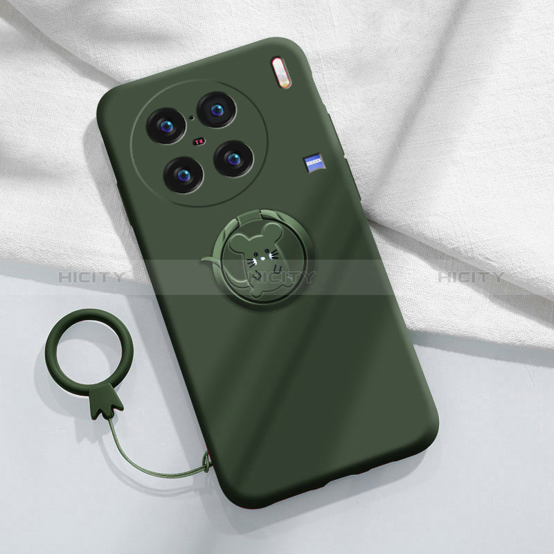 Custodia Silicone Ultra Sottile Morbida Cover con Magnetico Anello Supporto S01 per Vivo X90 5G