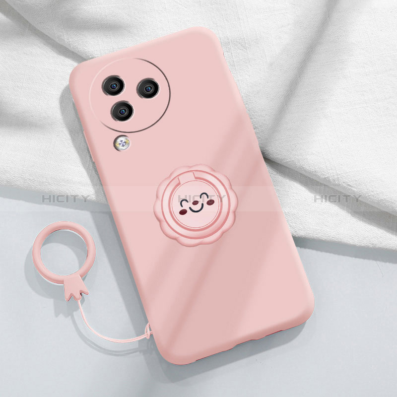 Custodia Silicone Ultra Sottile Morbida Cover con Magnetico Anello Supporto S01 per Xiaomi Civi 3 5G Rosa