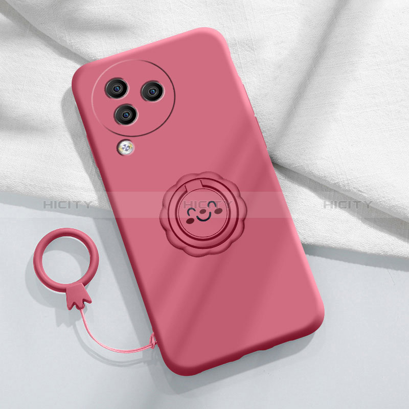 Custodia Silicone Ultra Sottile Morbida Cover con Magnetico Anello Supporto S01 per Xiaomi Civi 3 5G Rosa Caldo
