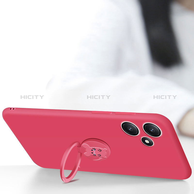 Custodia Silicone Ultra Sottile Morbida Cover con Magnetico Anello Supporto S01 per Xiaomi Redmi 12 5G