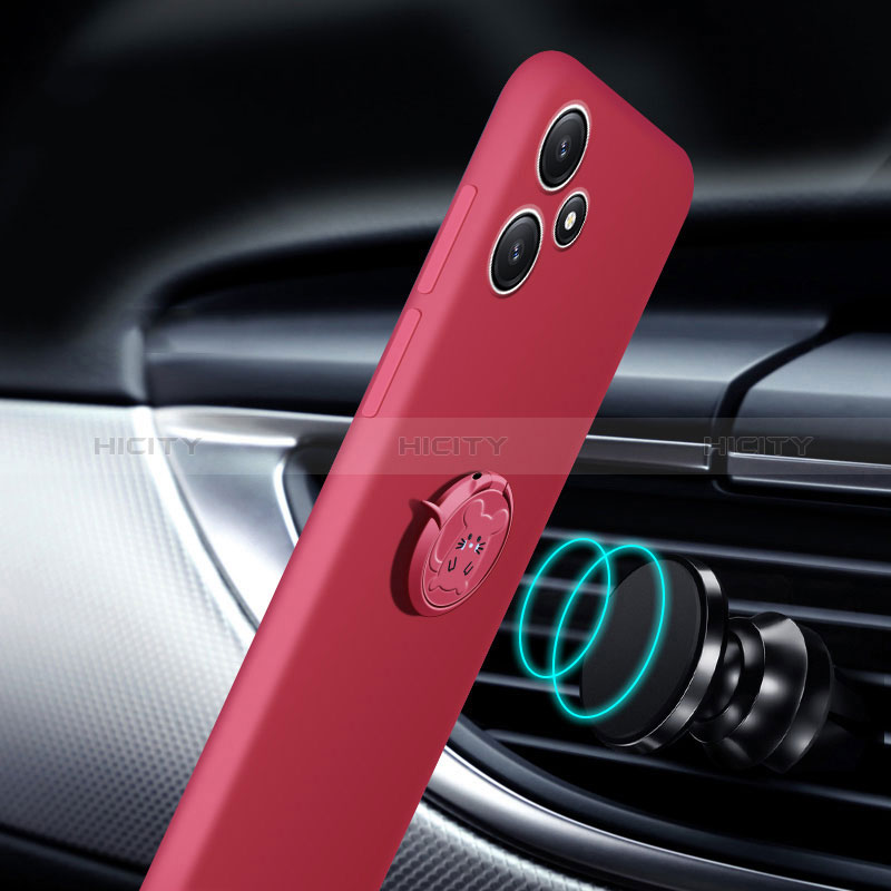 Custodia Silicone Ultra Sottile Morbida Cover con Magnetico Anello Supporto S01 per Xiaomi Redmi 12 5G
