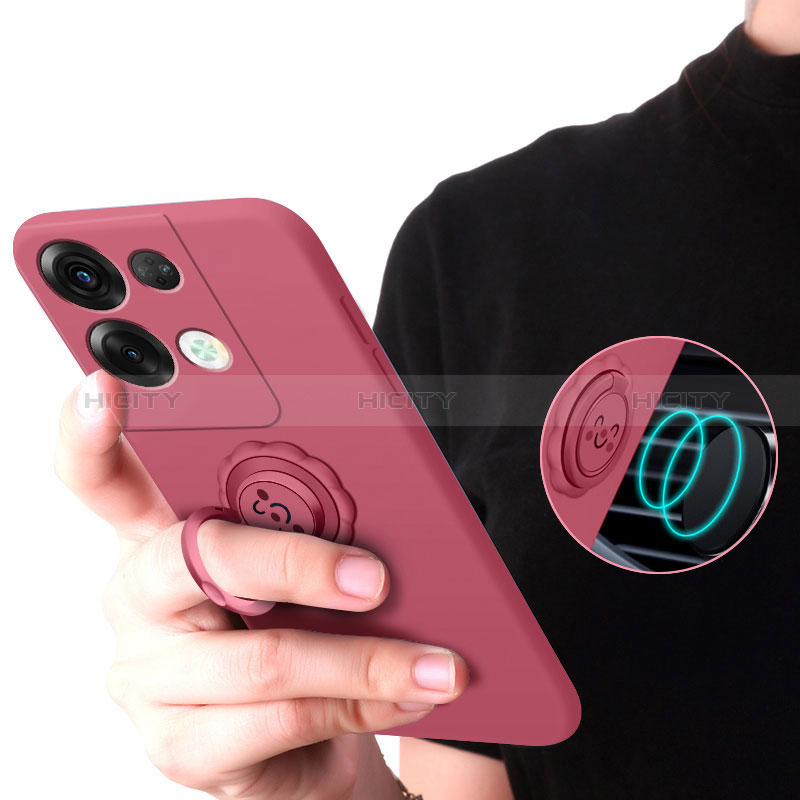 Custodia Silicone Ultra Sottile Morbida Cover con Magnetico Anello Supporto S01 per Xiaomi Redmi Note 13 Pro 5G