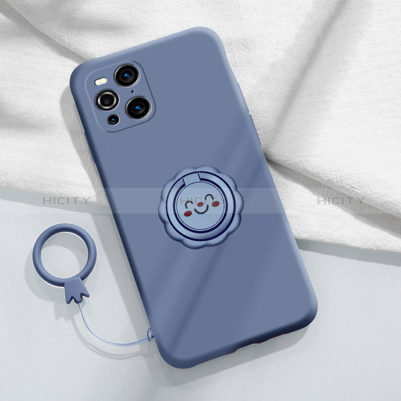 Custodia Silicone Ultra Sottile Morbida Cover con Magnetico Anello Supporto S02 per Oppo Find X3 5G