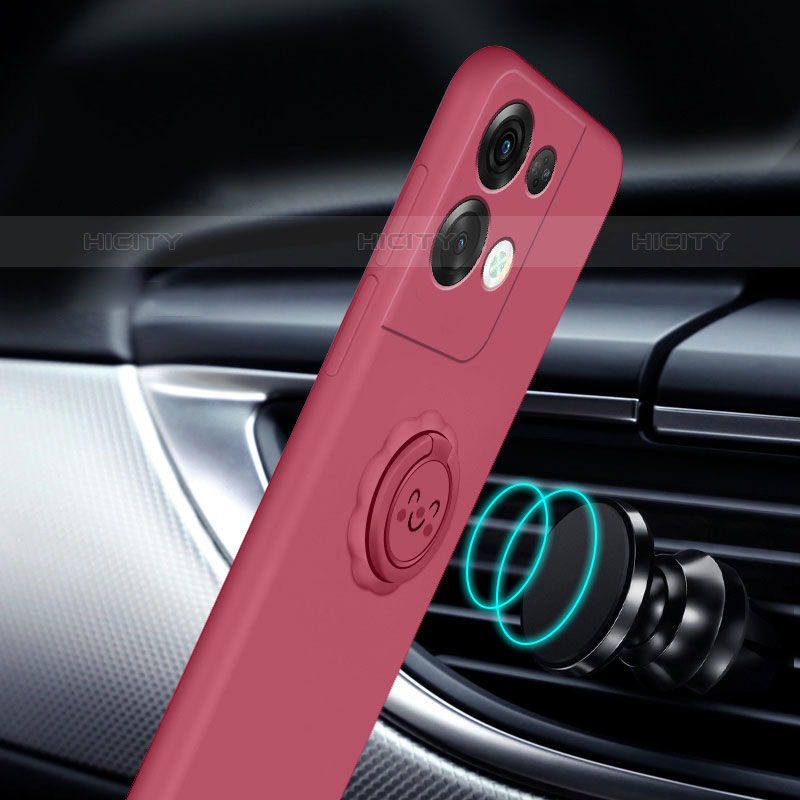 Custodia Silicone Ultra Sottile Morbida Cover con Magnetico Anello Supporto S02 per Oppo Reno8 Pro 5G