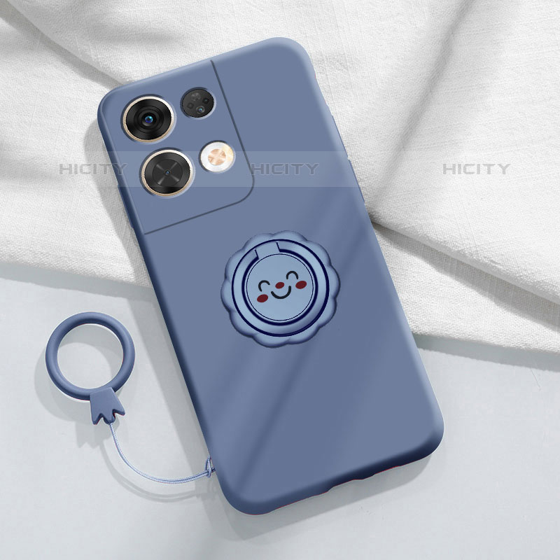 Custodia Silicone Ultra Sottile Morbida Cover con Magnetico Anello Supporto S02 per Oppo Reno8 Pro 5G