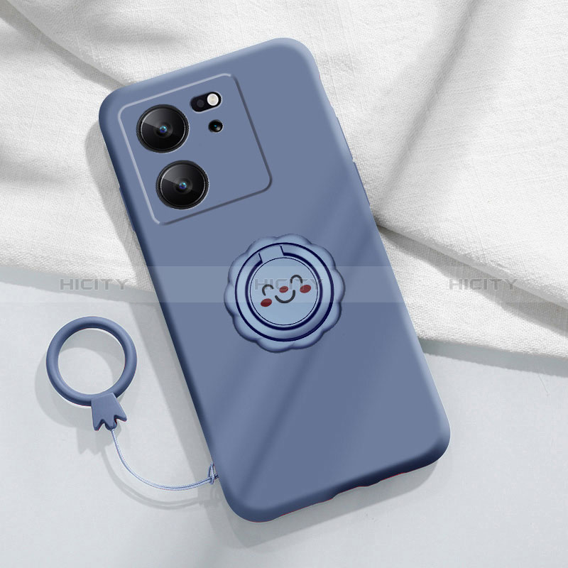 Custodia Silicone Ultra Sottile Morbida Cover con Magnetico Anello Supporto S02 per Xiaomi Mi 13T 5G