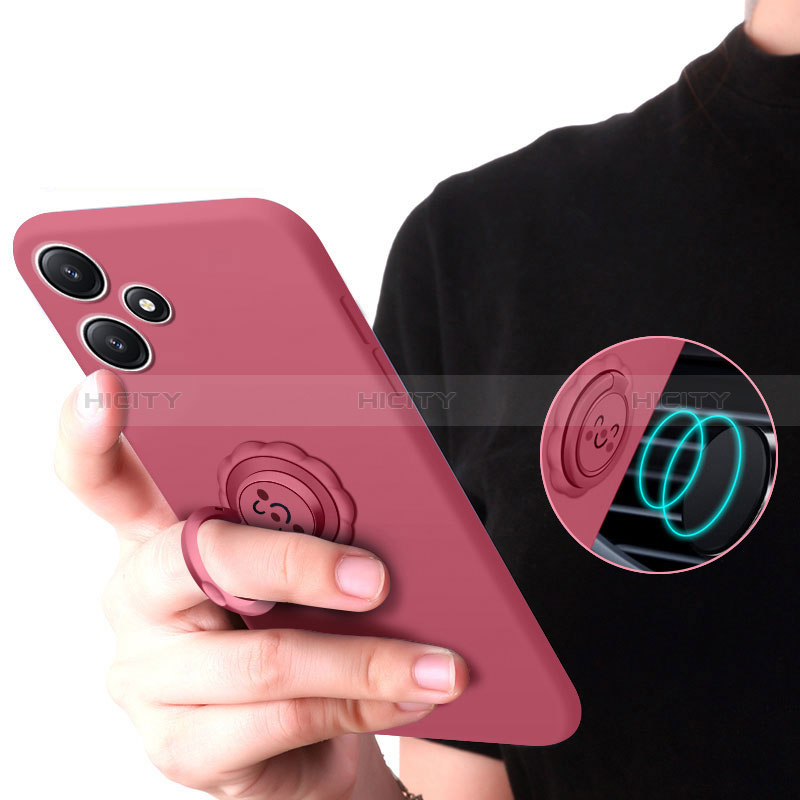 Custodia Silicone Ultra Sottile Morbida Cover con Magnetico Anello Supporto S02 per Xiaomi Redmi 12 5G