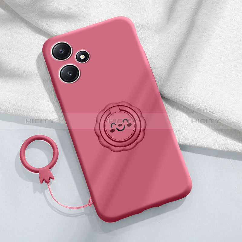 Custodia Silicone Ultra Sottile Morbida Cover con Magnetico Anello Supporto S02 per Xiaomi Redmi 12 5G