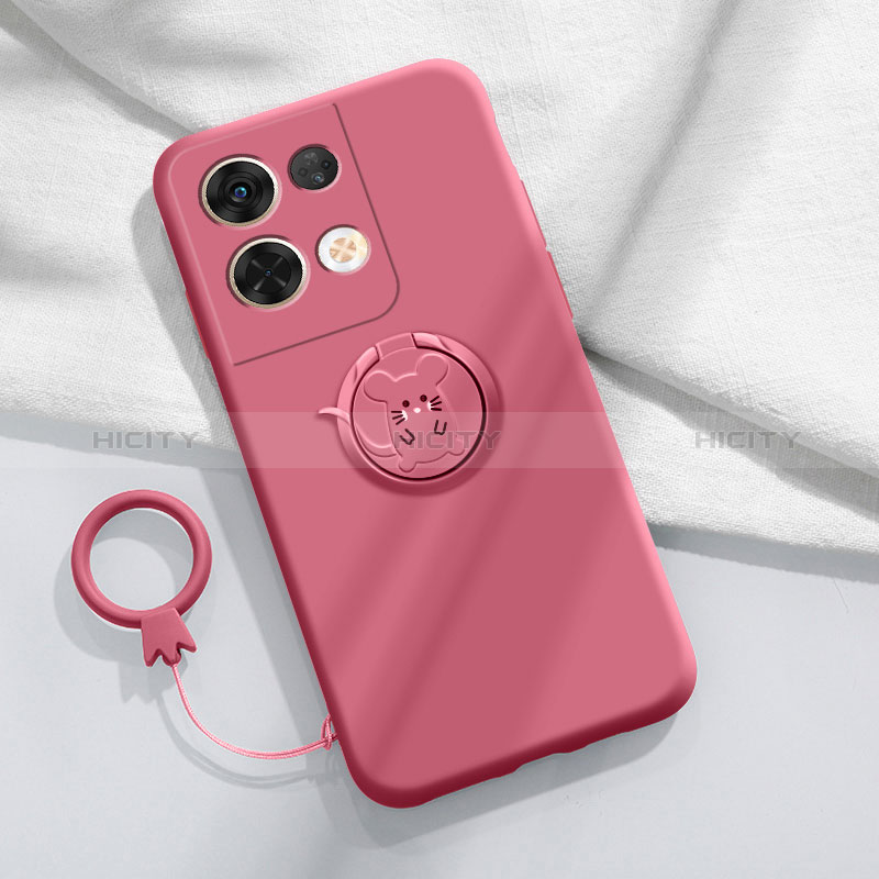 Custodia Silicone Ultra Sottile Morbida Cover con Magnetico Anello Supporto S02 per Xiaomi Redmi Note 13 Pro 5G