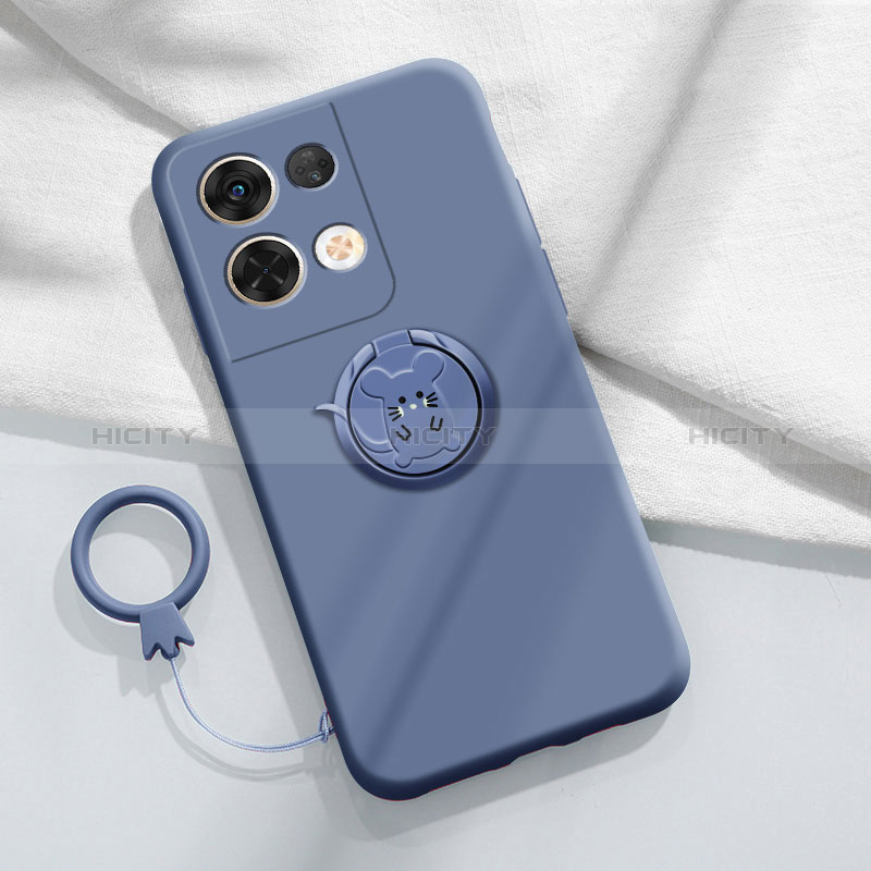 Custodia Silicone Ultra Sottile Morbida Cover con Magnetico Anello Supporto S02 per Xiaomi Redmi Note 13 Pro 5G