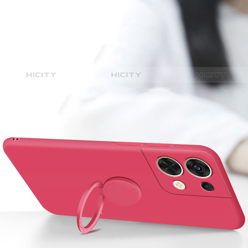 Custodia Silicone Ultra Sottile Morbida Cover con Magnetico Anello Supporto S03 per Oppo Reno8 5G