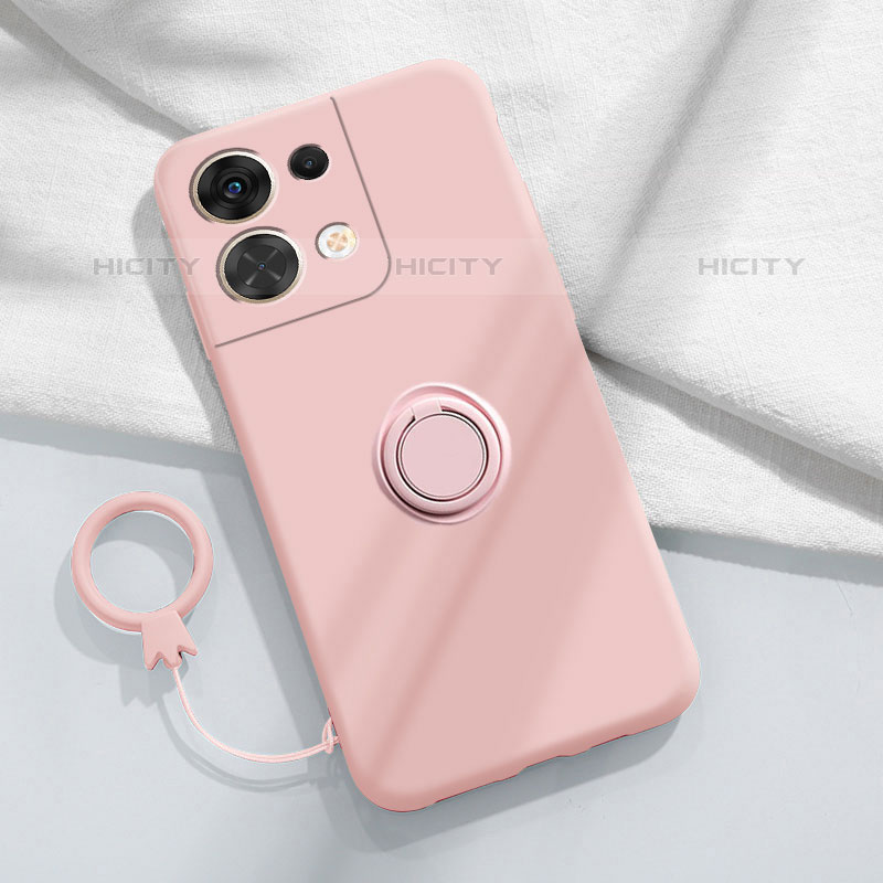 Custodia Silicone Ultra Sottile Morbida Cover con Magnetico Anello Supporto S03 per Oppo Reno8 5G