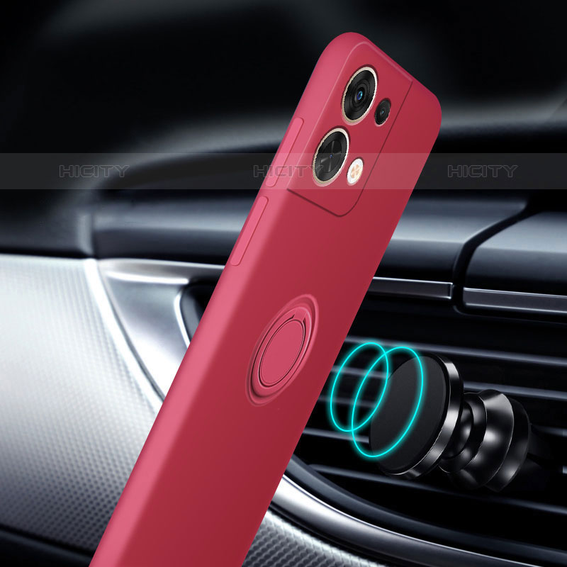 Custodia Silicone Ultra Sottile Morbida Cover con Magnetico Anello Supporto S03 per Oppo Reno8 Pro 5G