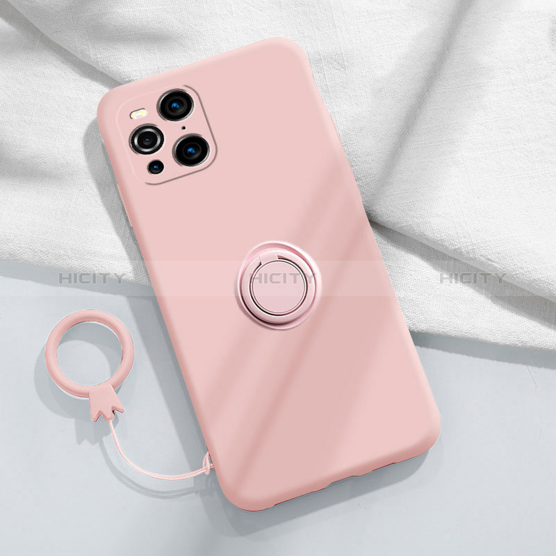 Custodia Silicone Ultra Sottile Morbida Cover con Magnetico Anello Supporto S04 per Oppo Find X3 5G