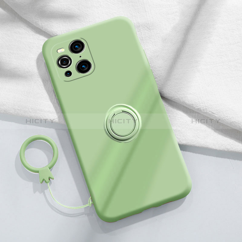 Custodia Silicone Ultra Sottile Morbida Cover con Magnetico Anello Supporto S04 per Oppo Find X3 5G