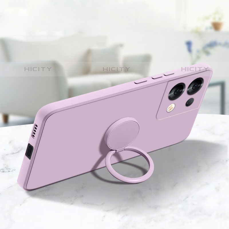 Custodia Silicone Ultra Sottile Morbida Cover con Magnetico Anello Supporto S04 per Oppo Reno8 5G