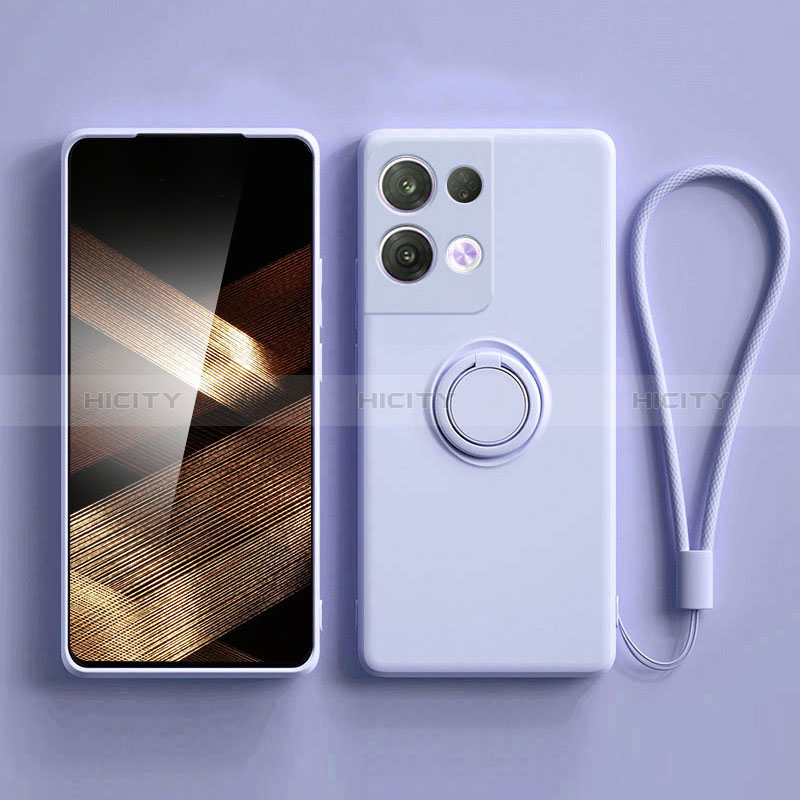 Custodia Silicone Ultra Sottile Morbida Cover con Magnetico Anello Supporto S06 per Xiaomi Redmi Note 13 5G Azzurro