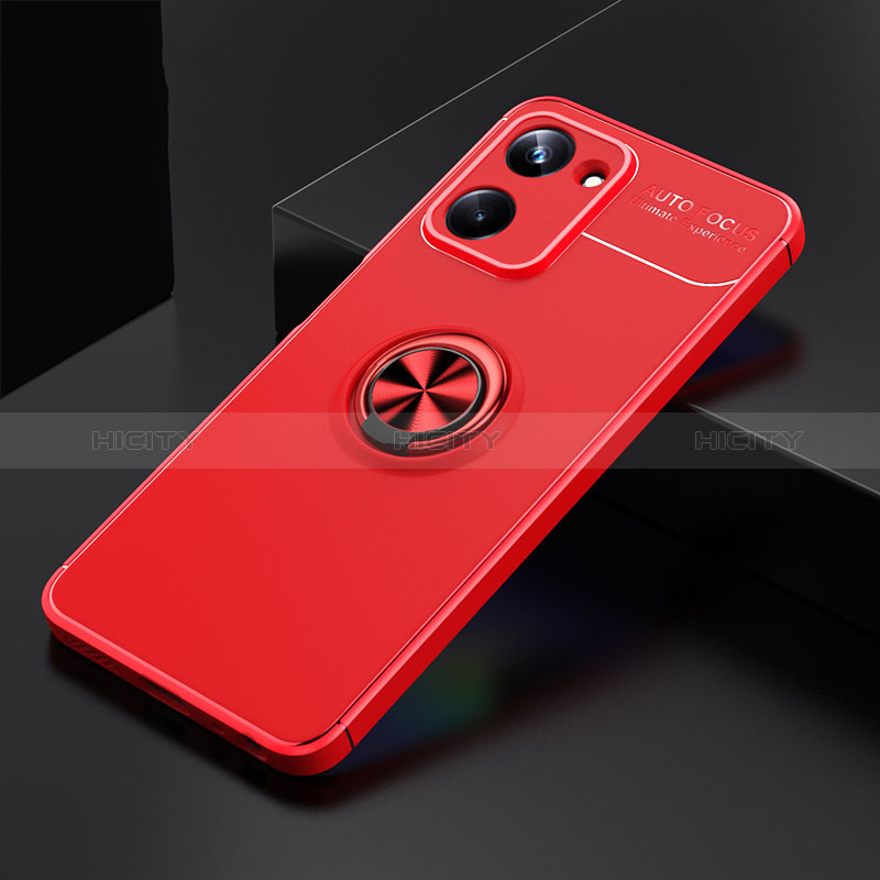 Custodia Silicone Ultra Sottile Morbida Cover con Magnetico Anello Supporto SD1 per Realme 10 Pro 5G Rosso