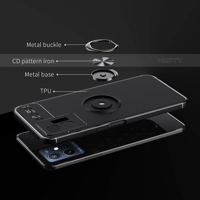 Custodia Silicone Ultra Sottile Morbida Cover con Magnetico Anello Supporto SD1 per Vivo iQOO Z6 5G