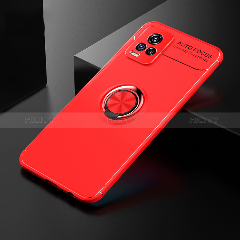 Custodia Silicone Ultra Sottile Morbida Cover con Magnetico Anello Supporto SD1 per Vivo V20 Rosso