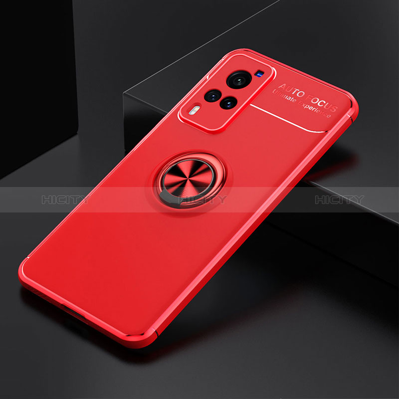 Custodia Silicone Ultra Sottile Morbida Cover con Magnetico Anello Supporto SD1 per Vivo X60 Pro 5G Rosso