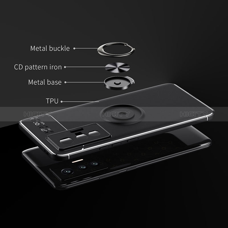 Custodia Silicone Ultra Sottile Morbida Cover con Magnetico Anello Supporto SD1 per Vivo X70 5G