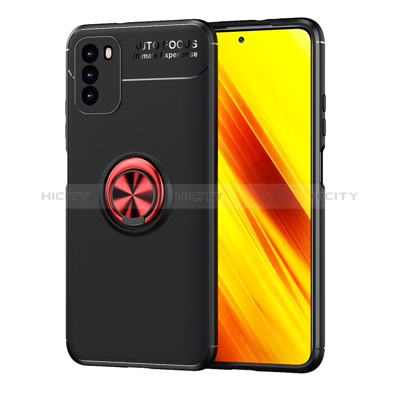 Custodia Silicone Ultra Sottile Morbida Cover con Magnetico Anello Supporto SD1 per Xiaomi Poco M3