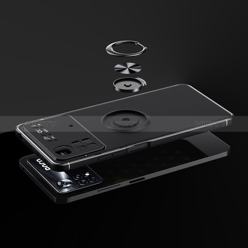 Custodia Silicone Ultra Sottile Morbida Cover con Magnetico Anello Supporto SD1 per Xiaomi Poco M4 Pro 4G