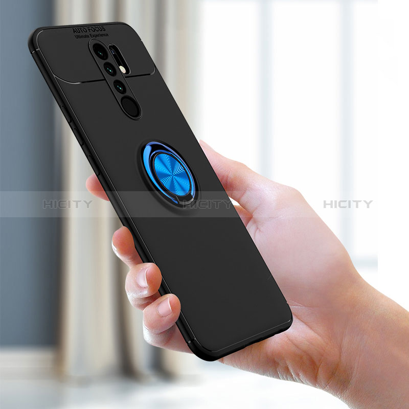 Custodia Silicone Ultra Sottile Morbida Cover con Magnetico Anello Supporto SD1 per Xiaomi Redmi 9 Prime India