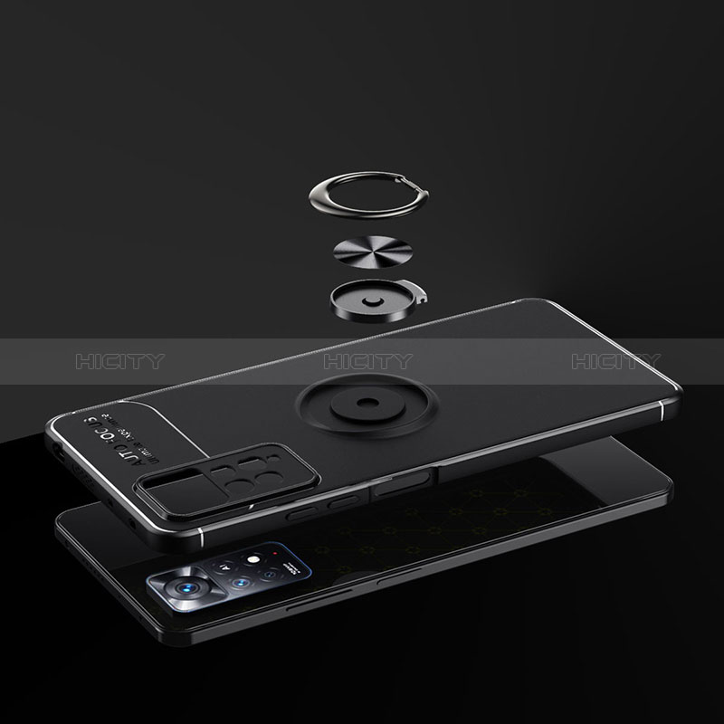 Custodia Silicone Ultra Sottile Morbida Cover con Magnetico Anello Supporto SD1 per Xiaomi Redmi Note 11 Pro 5G