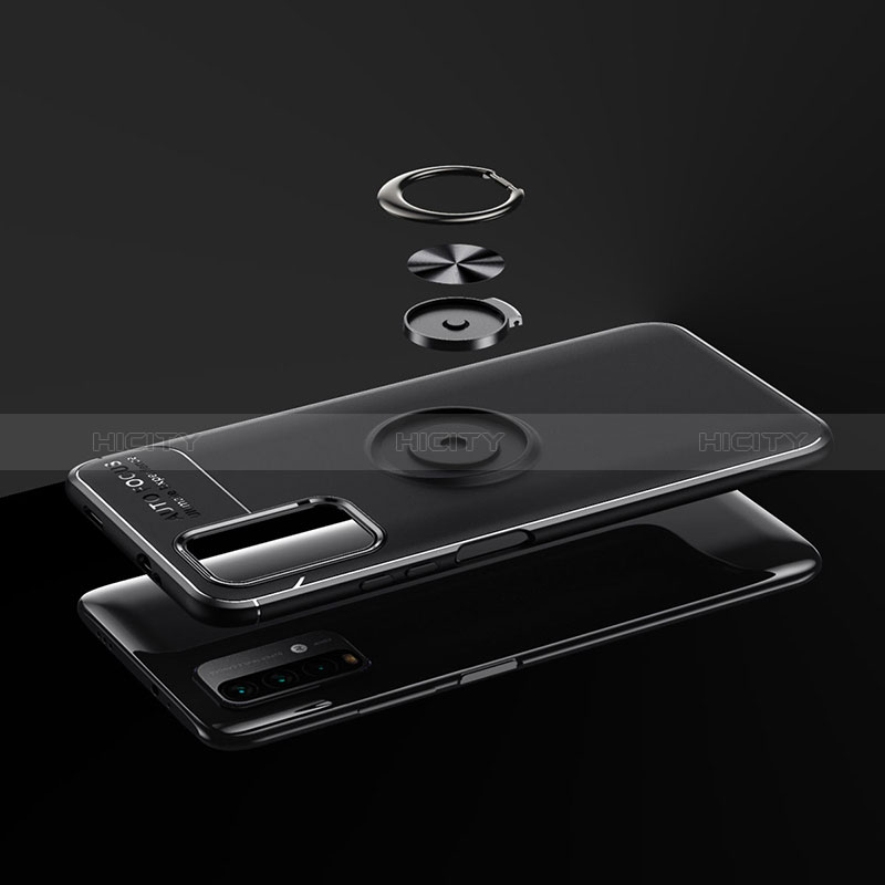Custodia Silicone Ultra Sottile Morbida Cover con Magnetico Anello Supporto SD1 per Xiaomi Redmi Note 9 4G