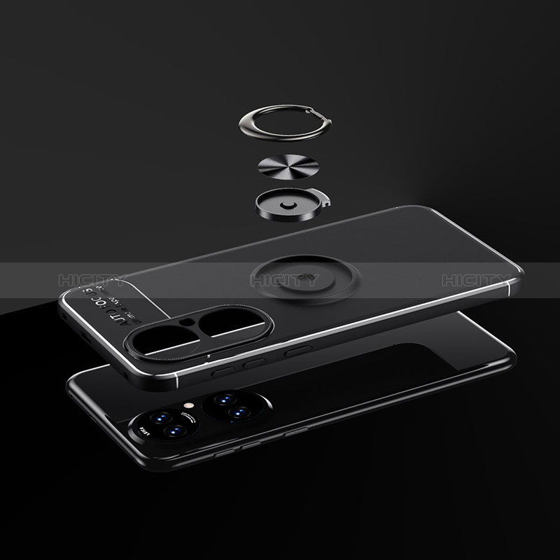 Custodia Silicone Ultra Sottile Morbida Cover con Magnetico Anello Supporto SD2 per Huawei P50 Pro