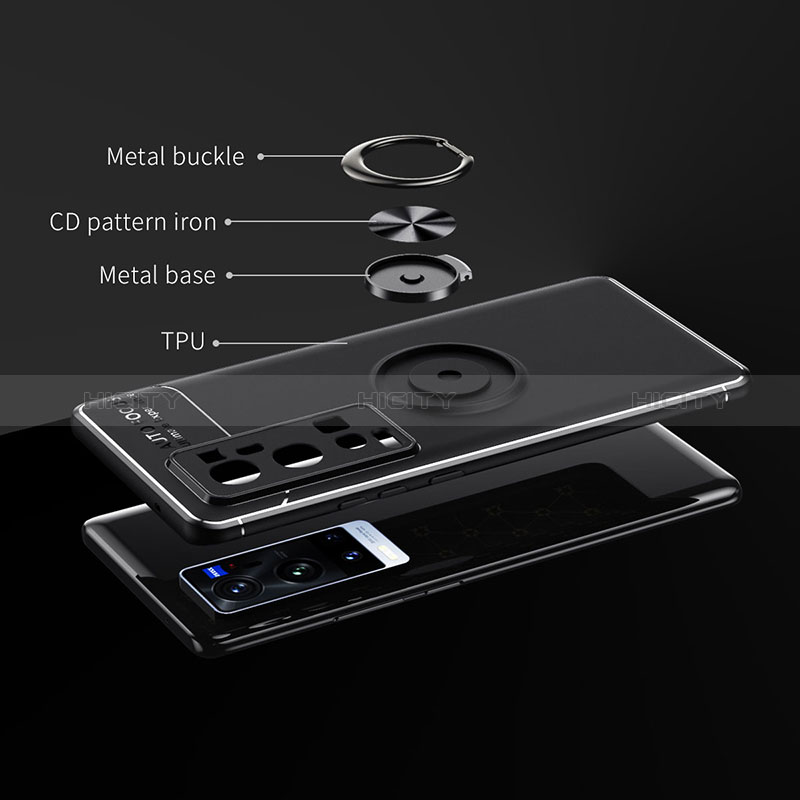 Custodia Silicone Ultra Sottile Morbida Cover con Magnetico Anello Supporto SD2 per Vivo X60 Pro+ Plus 5G