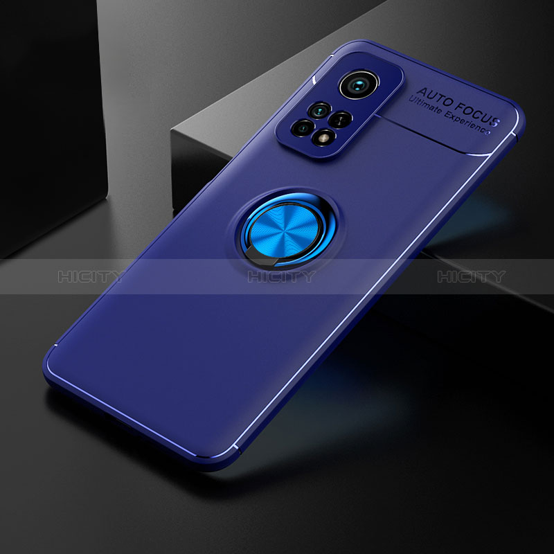 Custodia Silicone Ultra Sottile Morbida Cover con Magnetico Anello Supporto SD2 per Xiaomi Mi 10T 5G Blu