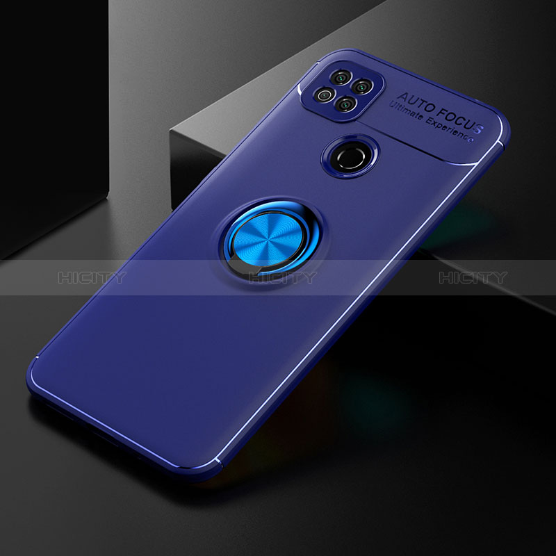 Custodia Silicone Ultra Sottile Morbida Cover con Magnetico Anello Supporto SD2 per Xiaomi Redmi 9C NFC Blu