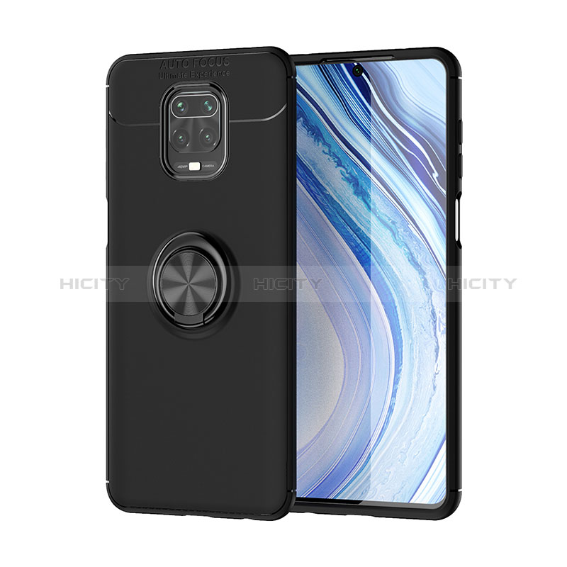 Custodia Silicone Ultra Sottile Morbida Cover con Magnetico Anello Supporto SD2 per Xiaomi Redmi Note 9 Pro Max Nero