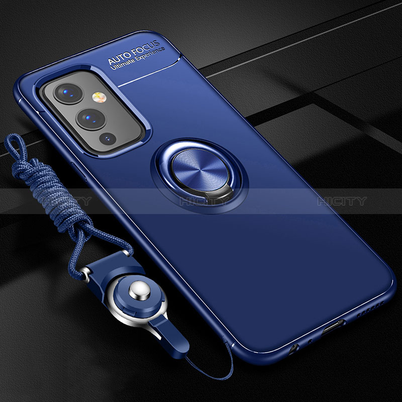Custodia Silicone Ultra Sottile Morbida Cover con Magnetico Anello Supporto SD3 per OnePlus 9 5G