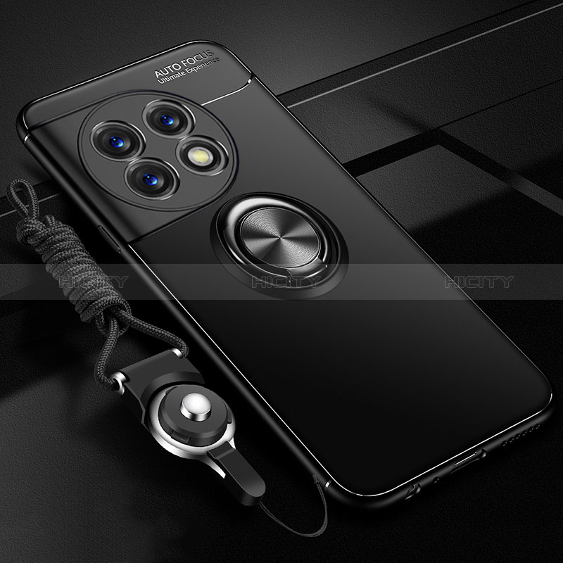 Custodia Silicone Ultra Sottile Morbida Cover con Magnetico Anello Supporto SD3 per OnePlus Ace 2 5G Nero