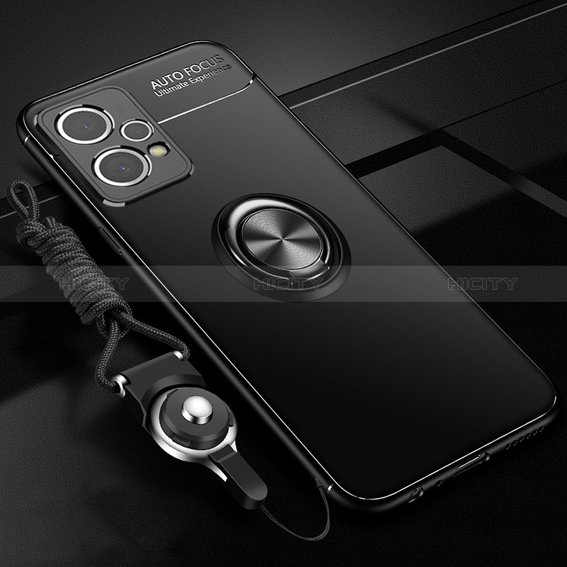 Custodia Silicone Ultra Sottile Morbida Cover con Magnetico Anello Supporto SD3 per Realme 9 5G Nero