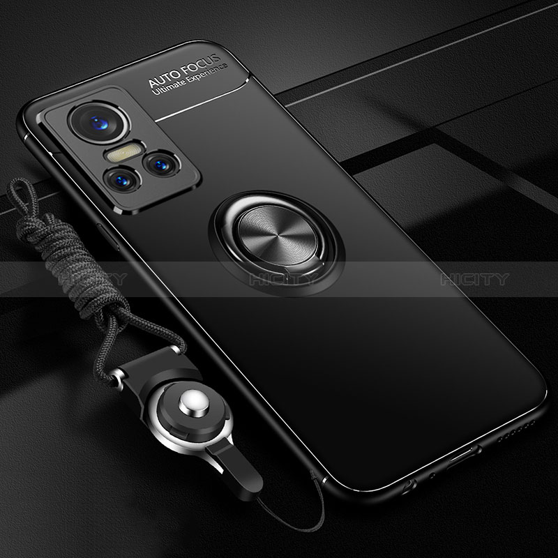 Custodia Silicone Ultra Sottile Morbida Cover con Magnetico Anello Supporto SD3 per Realme GT Neo3 5G Nero
