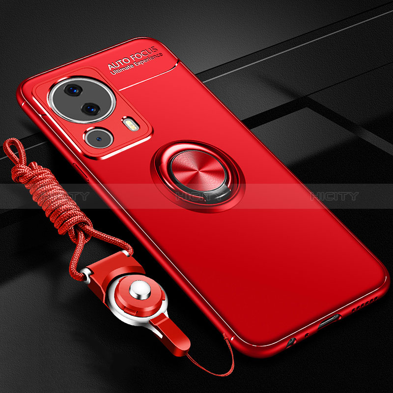 Custodia Silicone Ultra Sottile Morbida Cover con Magnetico Anello Supporto SD3 per Xiaomi Mi 13 Lite 5G Rosso