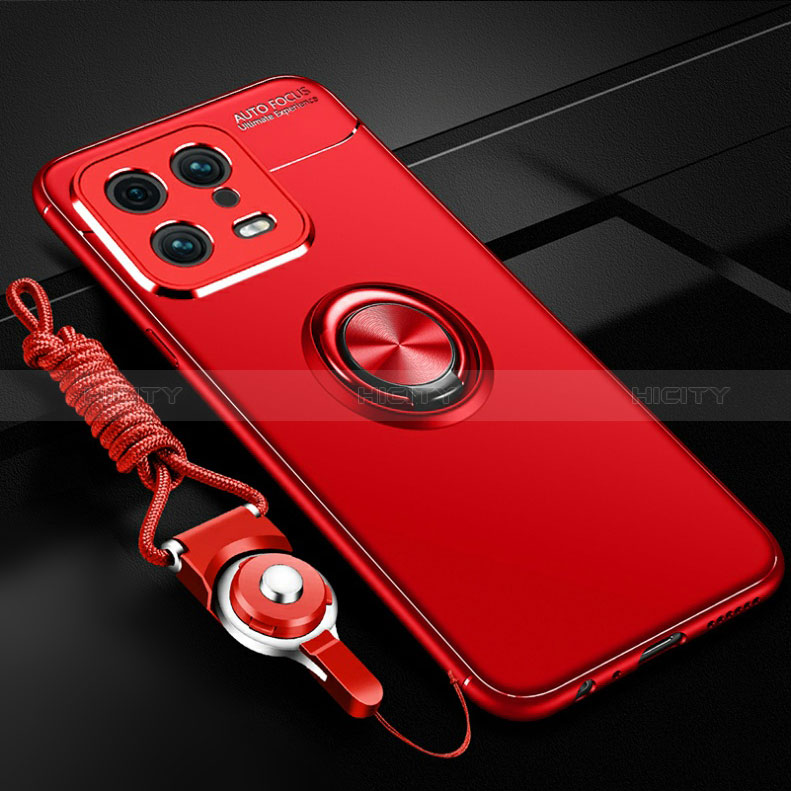 Custodia Silicone Ultra Sottile Morbida Cover con Magnetico Anello Supporto SD3 per Xiaomi Mi 13 Pro 5G Rosso